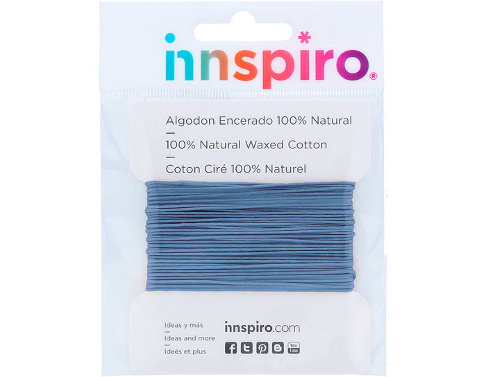 Innspiro Cordón de algodón encerado fino azul zafiro 3,0mm 2,5m Innspiro Cordón de algodón encerado fino azul zafiro 3,0mm 2,5m