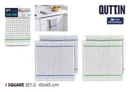 Inde Set de 12 Paños de Cocina Squares 45x45 cm de Algodón