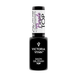 Victoria Vynn Gel Polish Top Coat No Wipe Shimmer Purple 8 mL - Esmalte de gel brillante sin capa de dispersión, curado UV/LED