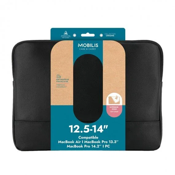 Mobilis Origine 2 Funda Neopreno 35.6 cm (14") para MacBook Air/Pro 13.3" y portátiles 12.5-14", Negro, Resistente al agua y golpes