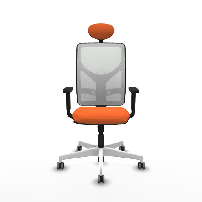 PIQUERAS Y CRESPO Silla de oficina Motilla con mecanismo Sincro, Tela Naranja y Malla Blanca PIQUERAS Y CRESPO Silla de oficina Motilla con mecanismo Sincro, Tela Naranja y Malla Blanca