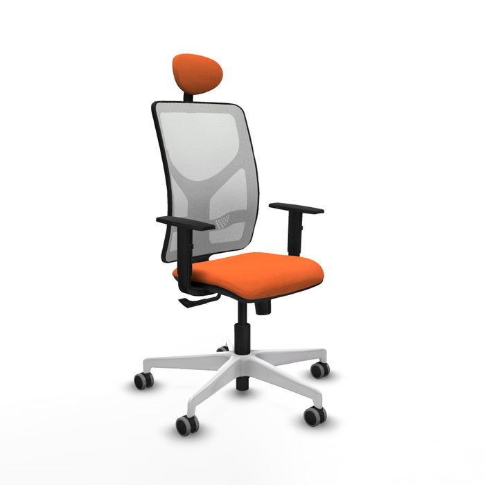 PIQUERAS Y CRESPO Silla de oficina Motilla con mecanismo Sincro, Tela Naranja y Malla Blanca PIQUERAS Y CRESPO Silla de oficina Motilla con mecanismo Sincro, Tela Naranja y Malla Blanca