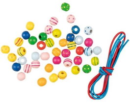 GOKI Collar de perlas de madera con 44 perlas de colores surtidos