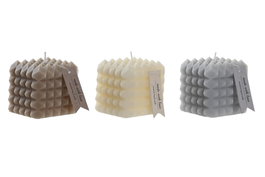 DKD Home Decor Set de Velas Geométricas de Cera de Parafina, Surtido de 3 Colores
