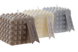 DKD Home Decor Vela Azul Gris Geométrico Cera Parafina 8 x 7 x 8 cm (6 Unidades)