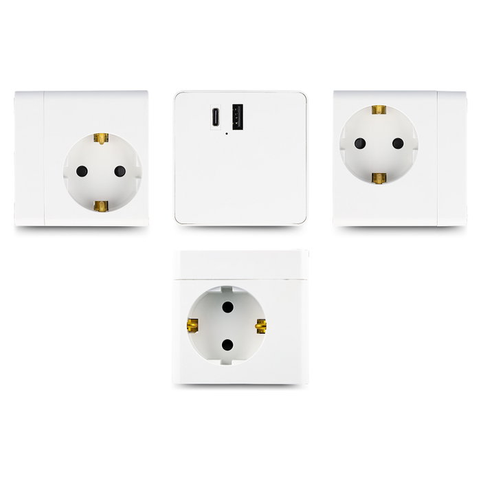 DeLOCK Cubo de 3 vías con seguro para niños y cargador USB PD 3.0 20 W, 1,5 m, blanco