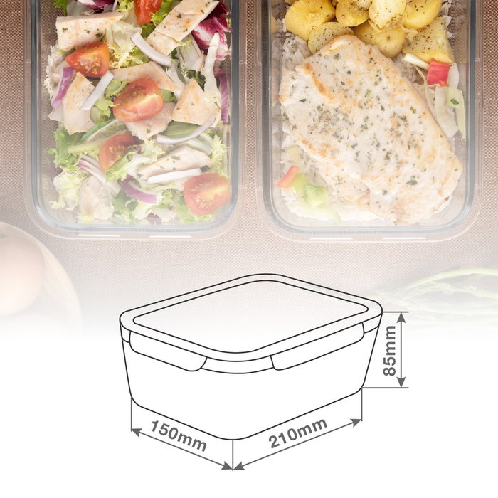 Vassary Táper hermético rectangular de cristal 1600ml
