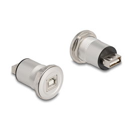 Delock 88194 Panel de Montaje USB 2.0 Tipo-C a Tipo-B Conector Hembra Derecho en Carcasa de Aluminio
