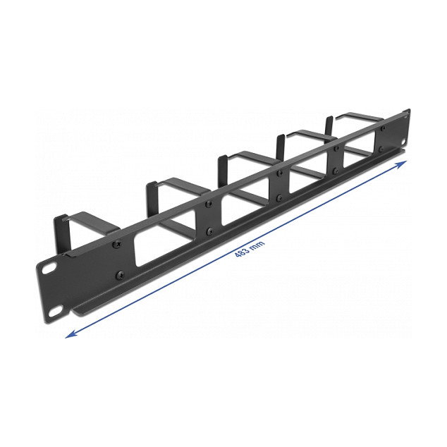 DeLOCK Panel de gestión de cables de 19″ con 4 aberturas y 5 ganchos 1U negro DeLOCK Panel de gestión de cables de 19″ con 4 aberturas y 5 ganchos 1U negro