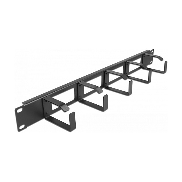 DeLOCK Panel de gestión de cables de 19″ con 4 aberturas y 5 ganchos 1U negro DeLOCK Panel de gestión de cables de 19″ con 4 aberturas y 5 ganchos 1U negro