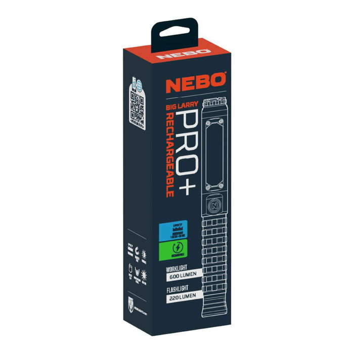 Nebo Big Larry Pro+ Linterna de Trabajo Recargable USB-C, Luz COB 600 Lúmenes, IPX7 Impermeable, con Clip y Base Magnética, Color Negro Nebo Big Larry Pro+ Linterna de Trabajo Recargable USB-C, Luz COB 600 Lúmenes, IPX7 Impermeable, con Clip y Base Magnética, Color Negro