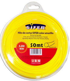 SIFER Hilo de Desbrozadora Amarillo Redondo 3.00 mm x 50 m