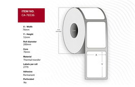 Capture Etiquetas de Transferencia Térmica 76x51mm, Poliéster Permanente, Núcleo 76mm, 2779 Etiquetas/Rollo, 6 Rollos/Caja