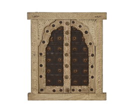 DKD Home Decor Decoración de Pared Ventana en Teca y Hierro Beige