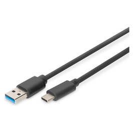 Digitus Cable USB-C a USB-A 3.2 Gen 1 (5 Gbit/s), 1 m, Negro, Tipo C -A St/St 1.0m