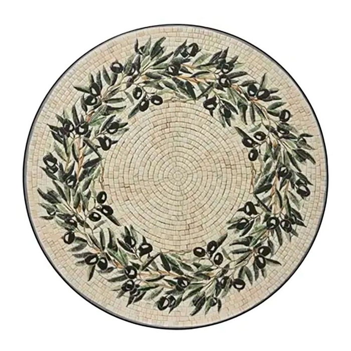 Outdoor Living By Decoris Mesa Atenas Plegable Negra Acero Diseño Mosaico Olivas para Exterior Ø58 x 75 cm