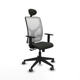 PIQUERAS Y CRESPO Silla de oficina Motilla con mecanismo Sincro, Blanco y Negro