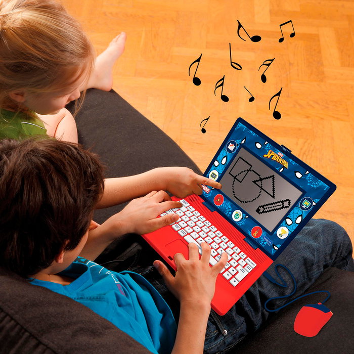 Lexibook Portátil Educativo Bilingüe Inglés/Español con Spiderman Marvel, 170 Actividades, para Niños 4+ Años, Modelo Jc599Spi2
