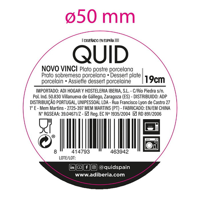 Quid Plato Postre Novo Vinci 19 cm - 36 Unidades