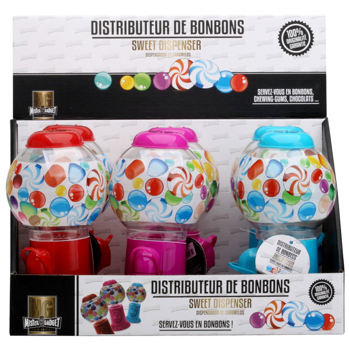 Mister Gadget Dispensador Caramelos Rainbow Colección Altura 19.5cm Diámetro 10cm Colores Surtidos