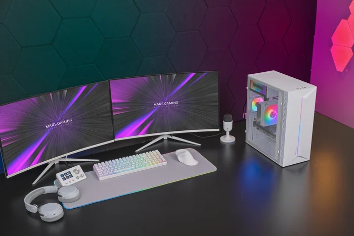 Caja gaming semitorre mars gaming mc-blaze blanca