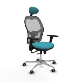 PIQUERAS Y CRESPO Silla de oficina Jorquera con Mecanismo Sincro/Traslack, Tela Turquesa y Malla Gris