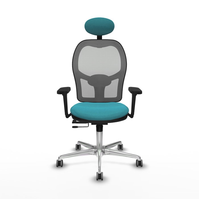 PIQUERAS Y CRESPO Silla de oficina Jorquera con Mecanismo Sincro/Traslack, Tela Turquesa y Malla Gris