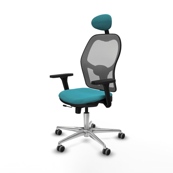 PIQUERAS Y CRESPO Silla de oficina Jorquera con Mecanismo Sincro/Traslack, Tela Turquesa y Malla Gris