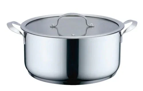 Haeger PA-28H.011A Olla Sopera de Acero Inoxidable 2.8L con Tapa de Vidrio, Compatible con Todo Tipo de Cocinas (Inducción, Gas, Eléctrica, Cerámica, Halógeno)