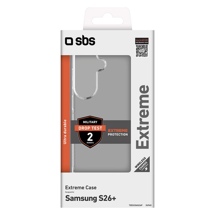 SBS Extreme 2 Cover para Samsung Galaxy S26+ Transparente - TPU Resistente a Golpes y Caídas hasta 2 m