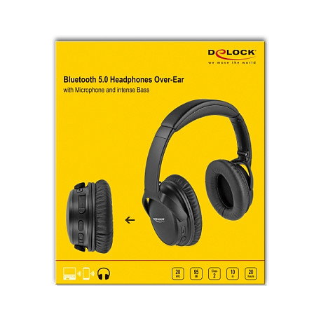 DeLOCK Auriculares Bluetooth 5.0 Plegables con Micrófono y Graves Intensos
