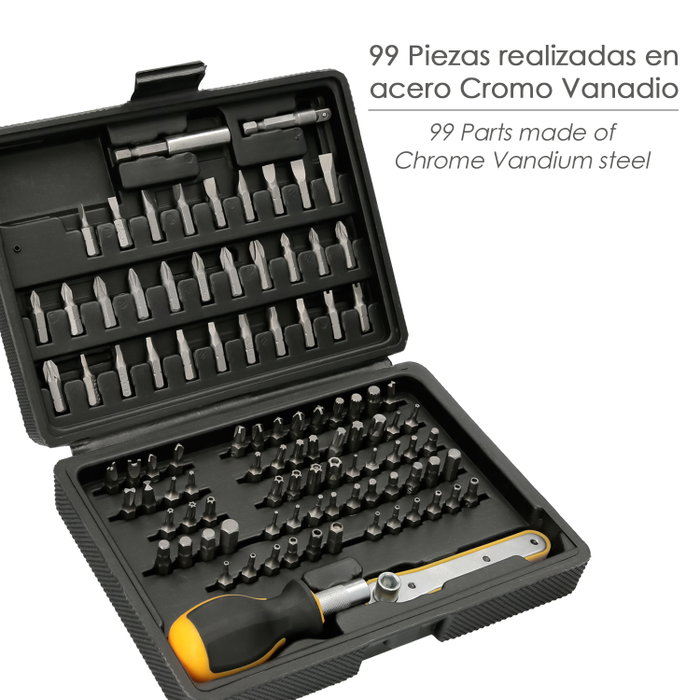 WOLFPACK LINEA PROFESIONAL Juego de Puntas y Adaptador 1/4 de 99 Piezas