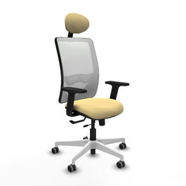 PIQUERAS Y CRESPO Silla de oficina Zulema con mecanismo Sincro/Traslack, Crema y Blanco
