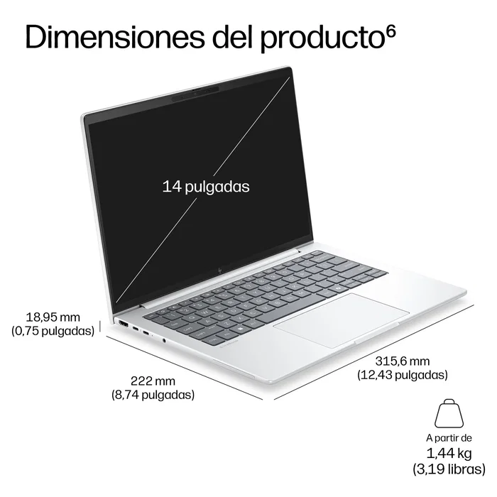 HP EliteBook 8 G2a 14 pulgadas, AMD Ryzen AI 7, 32 GB RAM, 1 TB SSD, Plata