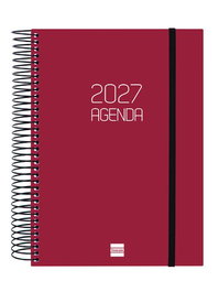 FINOCAM Agenda Anual 2027 Espiral Basic Opaca con Goma Bordeus
