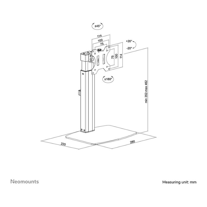 Neomounts FPMA-D865BLACK Soporte de Escritorio con Resorte de Gas para Monitor de 10-32 pulgadas, Negro