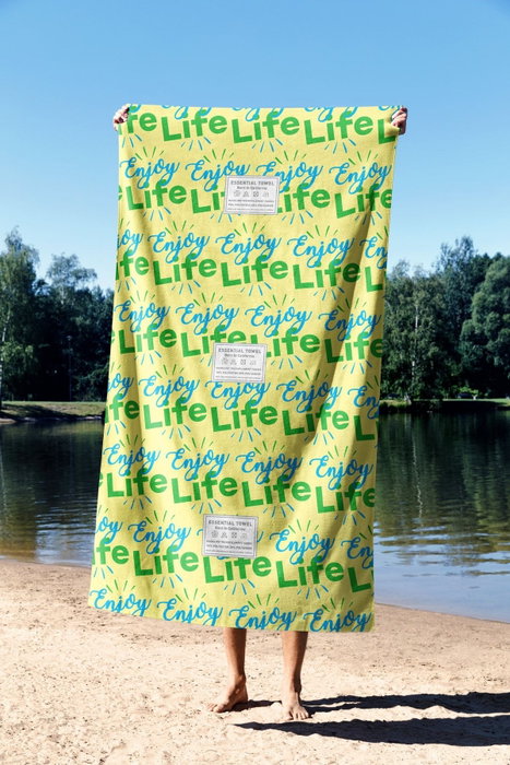 Mijölnir Toalla de Playa Enjoy Life 70, Multicolor 70x130 cm, 70% Poliéster 30% Poliamida Tejido Microfilamento