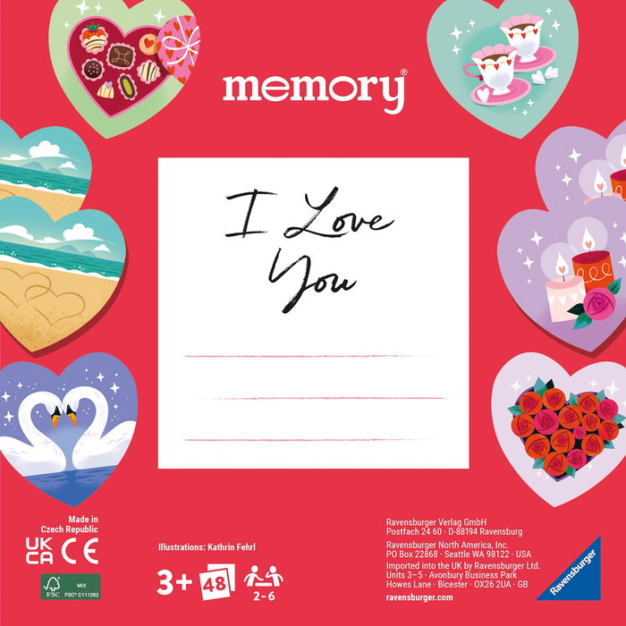 Ravensburger Memory I Love You 22398 Juego de Cartas Ilustradas para Niños +3 Años