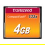 Transcend TS4GCF133 Tarjeta CompactFlash 4 GB MLC - Lectura 50 MB/s, Escritura 20 MB/s, Negro