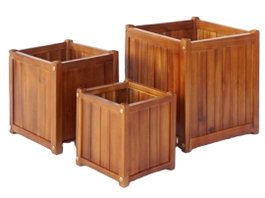 DKD Home Decor Set de 3 Maceteros de Acacia Marrón