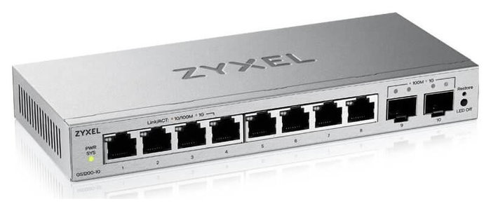 Zyxel GS1200-10V3 Switch de red 8 puertos Gigabit y 2 SFP Gris