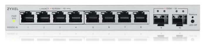 Zyxel GS1200-10V3 Switch de red 8 puertos Gigabit y 2 SFP Gris