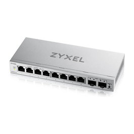 Zyxel GS1200-10V3 - Switch de Escritorio 8 Puertos Gigabit + 2 SFP, Gestionado L2 Web/Smart, Capacidad 20 Gbit/s, Sin Ventilador, Gris