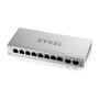 Zyxel GS1200-10V3 - Switch de Escritorio 8 Puertos Gigabit + 2 SFP, Gestionado L2 Web/Smart, Capacidad 20 Gbit/s, Sin Ventilador, Gris