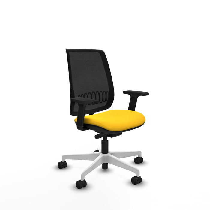 PIQUERAS Y CRESPO Silla de oficina Alares con mecanismo traslack, malla negra y asiento amarillo PIQUERAS Y CRESPO Silla de oficina Alares con mecanismo traslack, malla negra y asiento amarillo