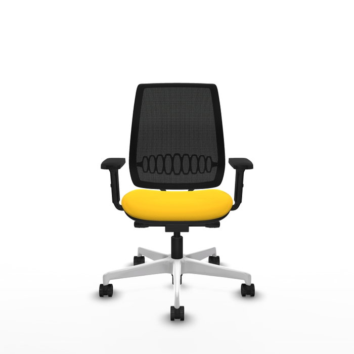 PIQUERAS Y CRESPO Silla de oficina Alares con mecanismo traslack, malla negra y asiento amarillo PIQUERAS Y CRESPO Silla de oficina Alares con mecanismo traslack, malla negra y asiento amarillo