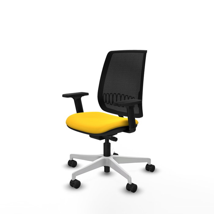 PIQUERAS Y CRESPO Silla de oficina Alares con mecanismo traslack, malla negra y asiento amarillo PIQUERAS Y CRESPO Silla de oficina Alares con mecanismo traslack, malla negra y asiento amarillo