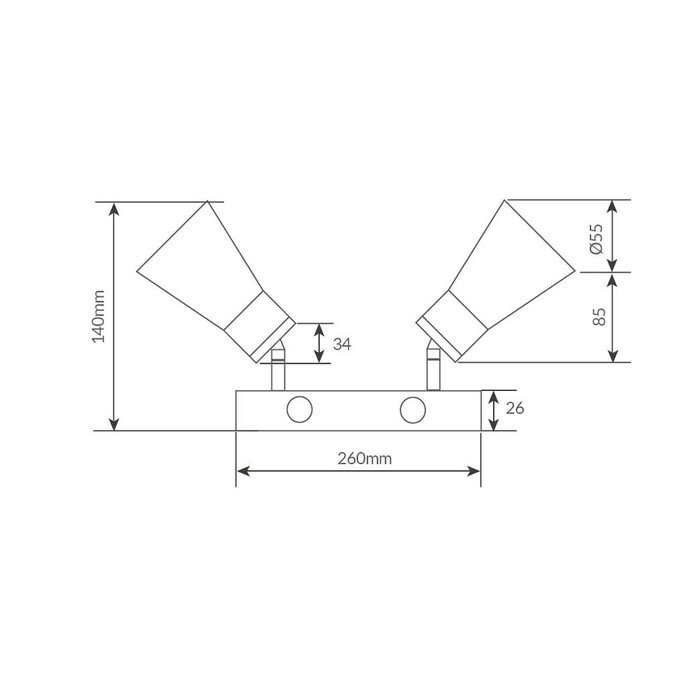 GSC Evolution Aplique de pared doble lineal con interruptor Serie Selna GU10 Blanco