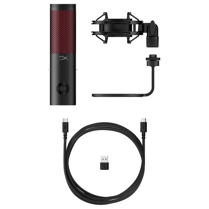 HyperX QuadCast 2 Micrófono USB para Streaming, Podcast y Gaming, Negro, Cardioide/Bidireccional/Omnidireccional, 24-bit, con filtro antipop
