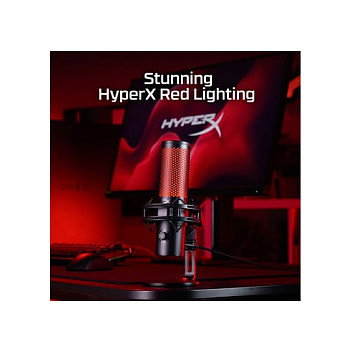 HyperX QuadCast 2 Micrófono USB para Streaming, Podcast y Gaming, Negro, Cardioide/Bidireccional/Omnidireccional, 24-bit, con filtro antipop